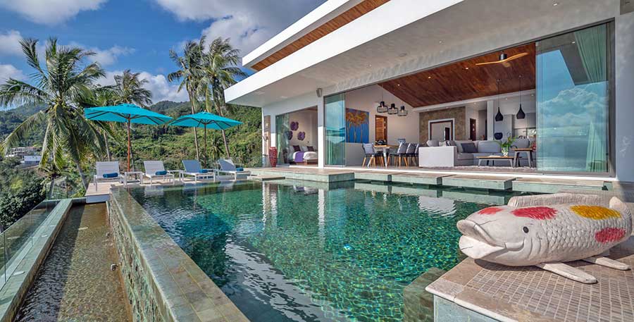 High-End Contemporary 6-Bed Panoramic Sea View Villa, Chaweng Noi